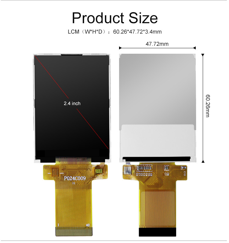صفحه نمایش 2.4 اینچی TFT LCD، ماژول LCD 24 پین SPI ILI9341V برای دوربین ویدیویی کوچک