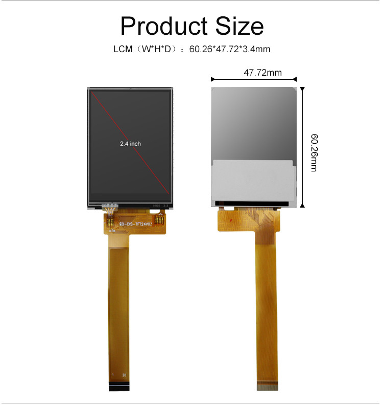 جهت مشاهده Polcd 12 0'Clock Color 262k صفحه نمایش لمسی نمایشگر کوچک 2.4 اینچی