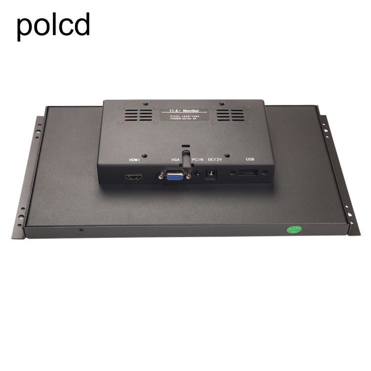 مانیتور LCD صنعتی 11.6 اینچی Polcd Metal Case با صفحه نمایش لمسی قاب باز گوش آویزان