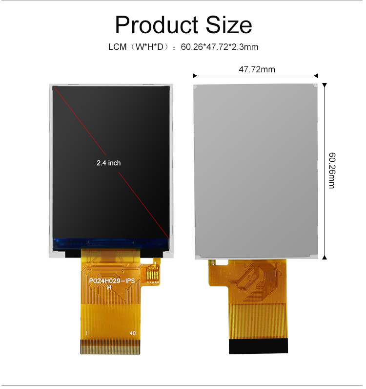 صفحه نمایش لمسی 2.4 اینچ Tft Polcd 350 Nit 240x320 48.96mm رابط MCU RGB صفحه نمایش LCD