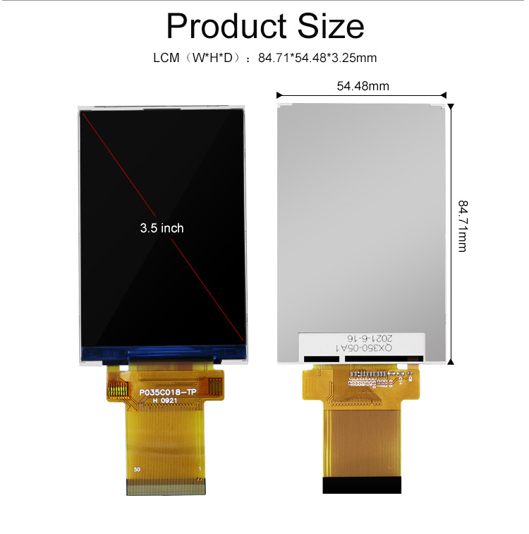 3.5 اینچ LCD پانل ماژول 320x480 RGB Spi رابط کامل رنگ Tft Lcm نمایش Polcd