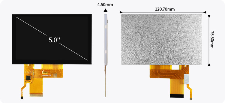 5 اینچ Tft LCD Capacitive Touch Screen روشن 800x480 رزولوشن Rgb رابط Ips