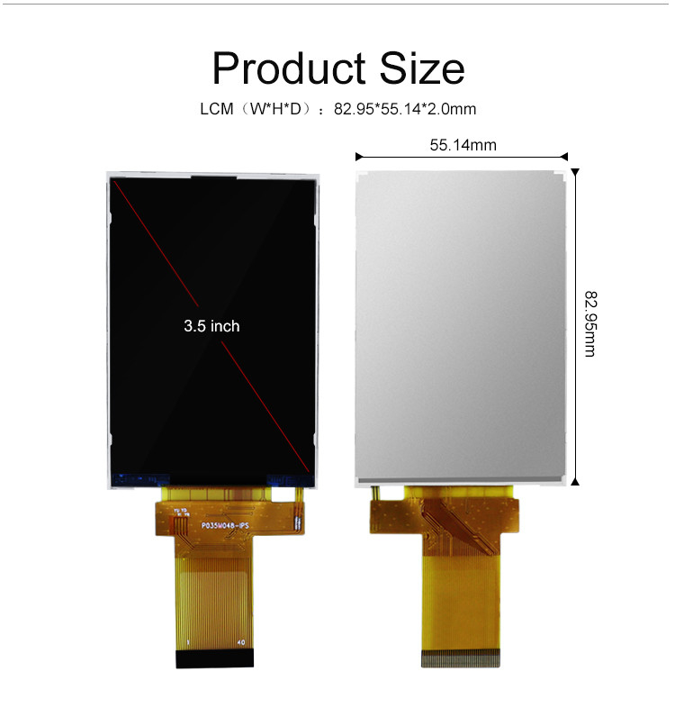 320x480 3.5 اینچ Tft LCD Display 18 بیت موازی رابط Rgb اندازه کوچک