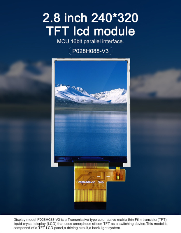 رنگ های Polcd 265K 2.8 اینچ ماژول TFT 57.6mm به طور معمول سفید رابط SPI ماژول Lcd tft