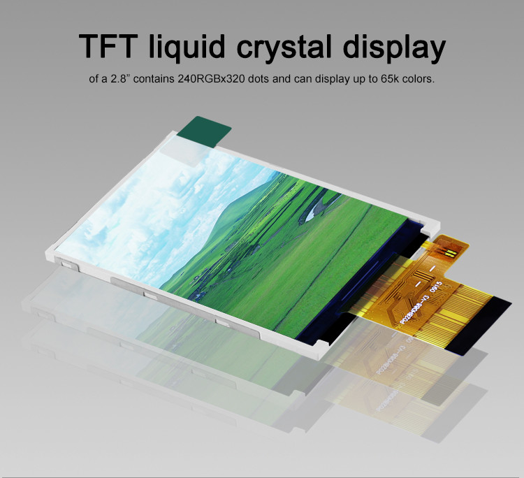 رنگ های Polcd 265K 2.8 اینچ ماژول TFT 57.6mm به طور معمول سفید رابط SPI ماژول Lcd tft