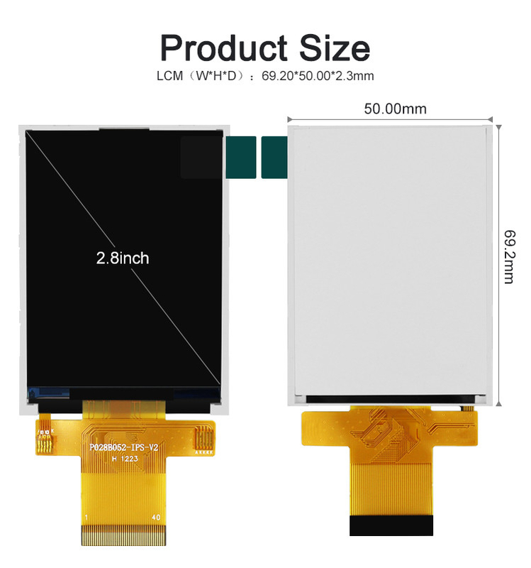 Polcd MCU 9 BIT صفحه نمایش 2.8 اینچی ال سی دی Tft 240x320 Tft رنگی تجاری