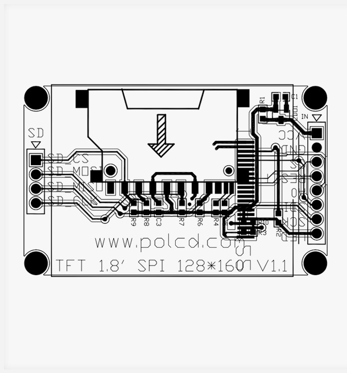 Polcd ST7262 1.77 اینچ 24 بیت ال سی دی 128X160 TFT صفحه لمسی 300 نیت