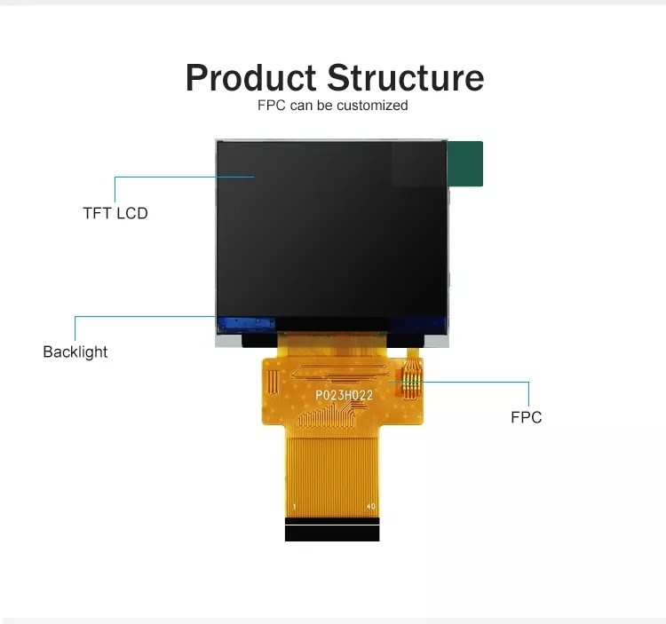 Polcd سیاه 320*240 RGB صفحه نمایش TFT 18 بیت روشنایی بالا 2.31 اینچ صفحه LCD