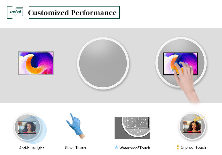 Polcd 8 اینچ Multitouch Mirror Glass Display صنعتی سفارشی ظرفیت LCD صفحه نمایش لمسی