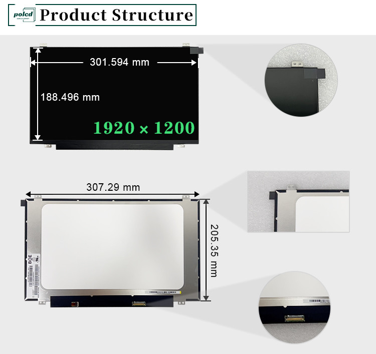 صفحه نمایش لپ تاپ 14 اینچی NV140WUM-N44 1920*1200 وضوح 30 پین Backlight 300 نیت IPS پانل ماژول LCD نمایش