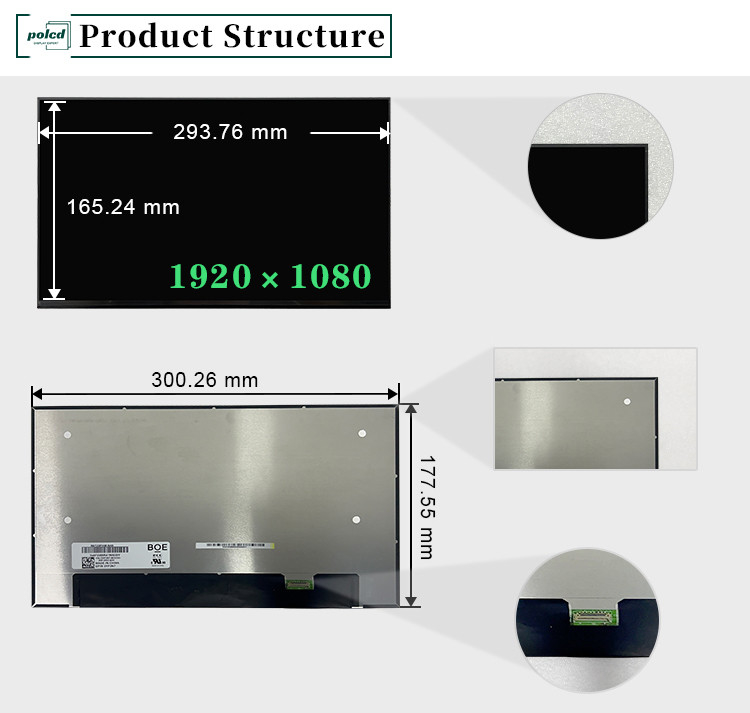 13.3 اینچ NV133FHM-N49 صفحه نمایش LCD لپ تاپ 60Hz 1920x1080 FHD ماژول نمایش IPS TFT برای لپ تاپ