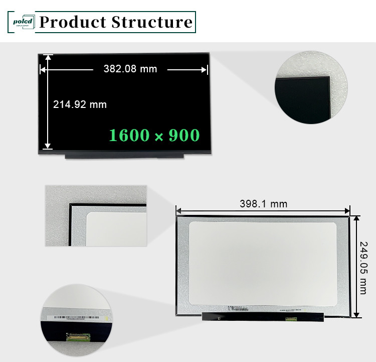 17.3 اینچ اصلی NT173WDM-N23 1600x900 انتقال دهنده eDP 60Hz 30 پین تعویض صفحه نمایش LCD برای لپ تاپ