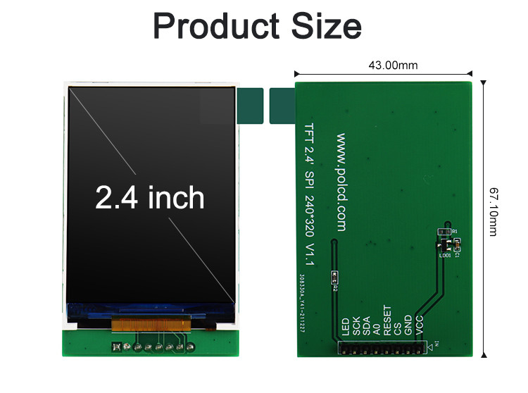 پنل لمسی Polcd RoHS Color 262K LCD Tft 2.4 اینچی ST7789V2 Tft