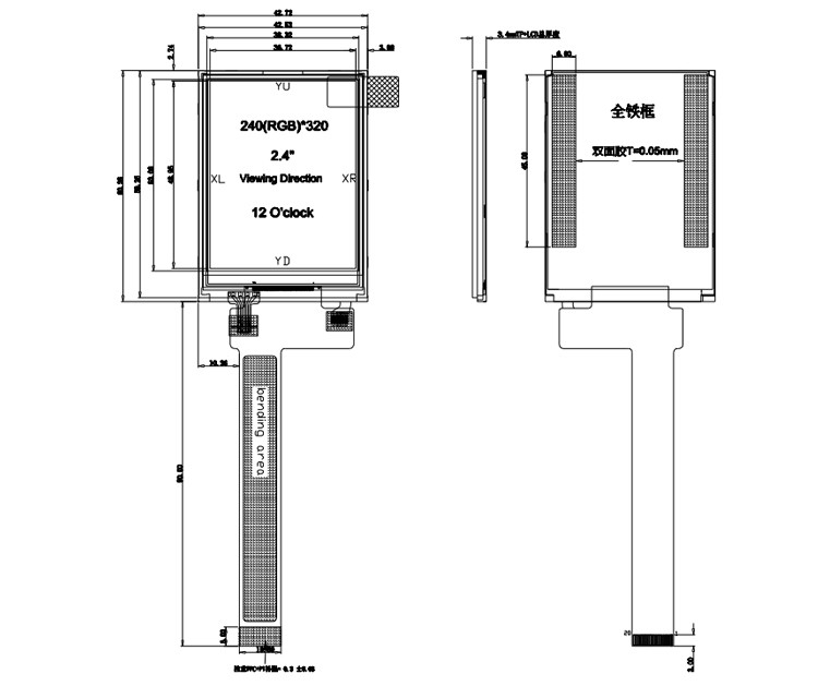 Polcd Black 8080 MCU 2.4 inch Tft Display 8 Bit 2.4 Tft Spi 240x320