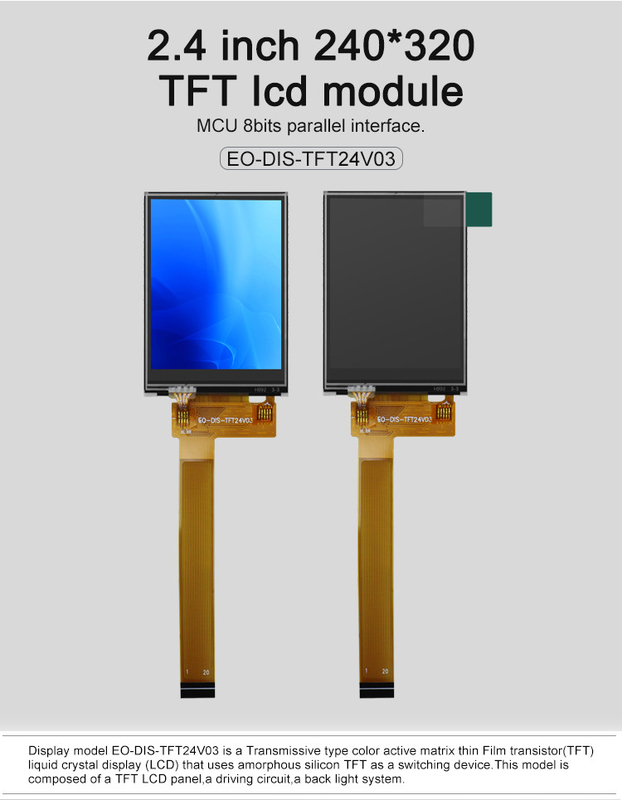 Polcd Black 8080 MCU 2.4 inch Tft Display 8 Bit 2.4 Tft Spi 240x320