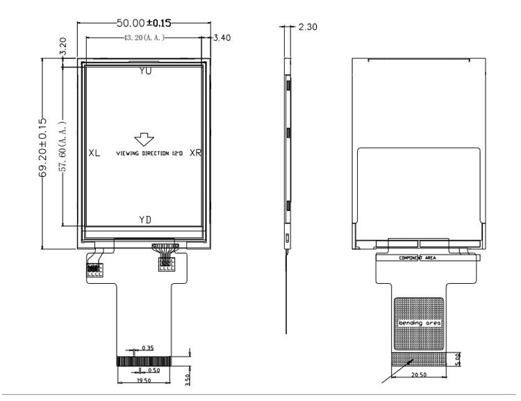 Polcd 12 0'CLOCK 240x320 2.8 اینچ Ili9341v صفحه نمایش لمسی 16 بیتی TFT