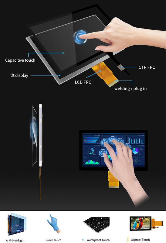 Polcd 7''Tft LCD Panel 800x480 Capacitive Touch Screen رابط RGB 7 اینچ LCD ماژول نمایش