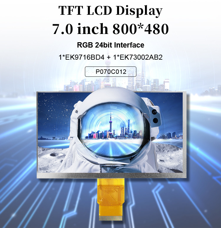 Polcd 7 اینچ Tft ماژول 800X480 روشنایی بالا IPS صفحه نمایش رابط RGB پانل لمسی ظرفیت 7 