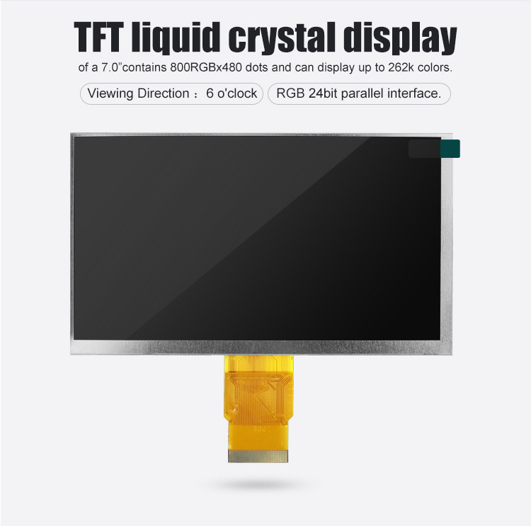 Polcd 7 اینچ Tft ماژول 800X480 روشنایی بالا IPS صفحه نمایش رابط RGB پانل لمسی ظرفیت 7 