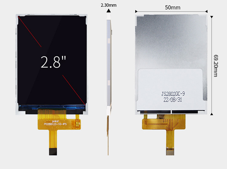 Polcd LCD کوچک 2.8' 240x320 صنعتی IPS رنگ صفحه نمایش کامل 2.8 اینچ پورت موازی صفحه نمایش LCD TFT