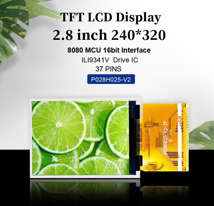 صفحه نمایش لمسی RoHS TFT LCD Ili9341V با وضوح 240X320 2.8 اینچ Spi Tft