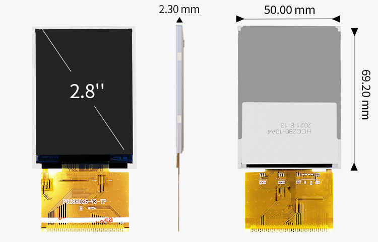صفحه نمایش لمسی RoHS TFT LCD Ili9341V با وضوح 240X320 2.8 اینچ Spi Tft