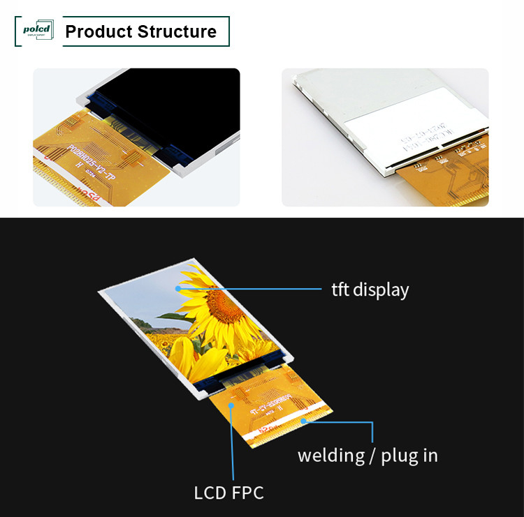 نمایشگر Polcd RoHS 2.8 اینچی HD TFT 8080 MCU صفحه نمایش ال سی دی 16 بیتی Tft