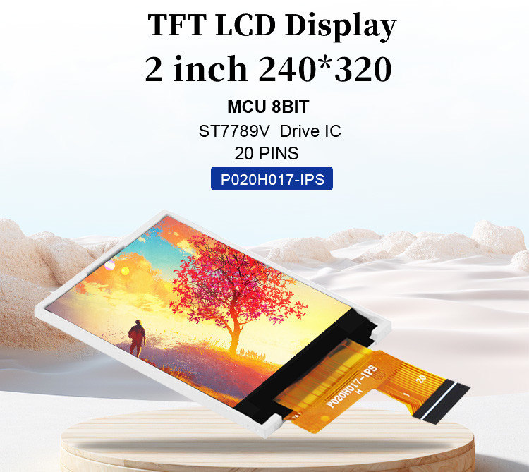 نمایشگر Polcd MCU 8 BIT 2 اینچی Tft صفحه نمایش 30.6 میلی متری IPS TFT LCD