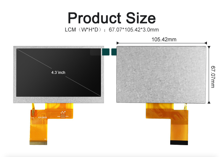 Polcd ST7262E43 نمایشگر کوچک Tft Lcd RGB 24 بیتی 4.3 اینچی Tft LCD 800x480