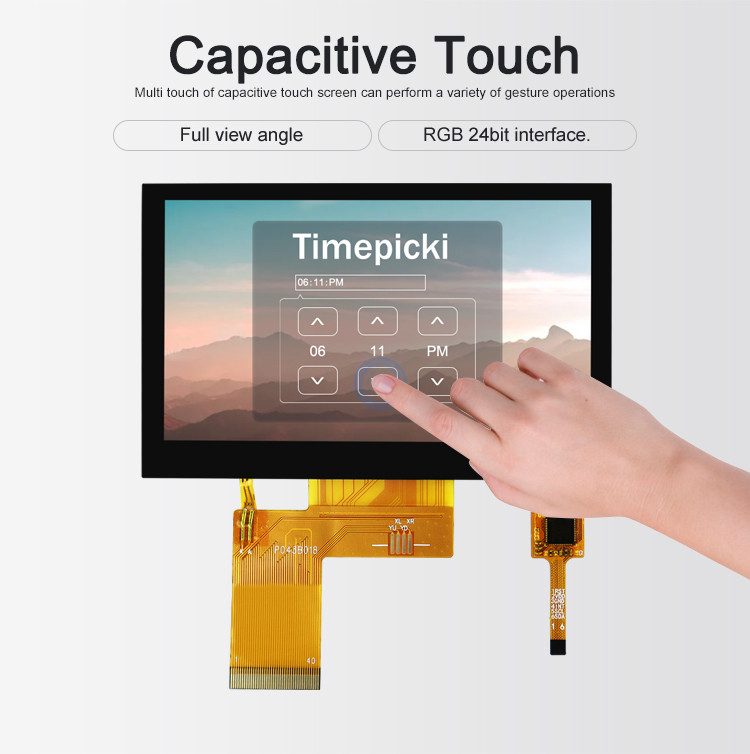 Polcd ST7262E43 صفحه نمایش 4.3 اینچی Tft LCD پنل لمسی LCD 280 Nit 800X480