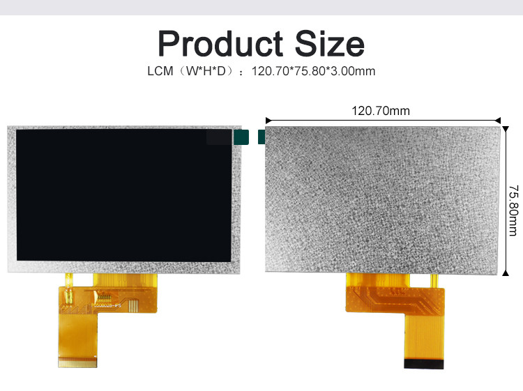 Polcd 800x480 5 اینچ شکل مربع صفحه نمایش LCD IPS View Angle صفحه نمایش LCD 40pin ST7262 Drive ماژول TFT