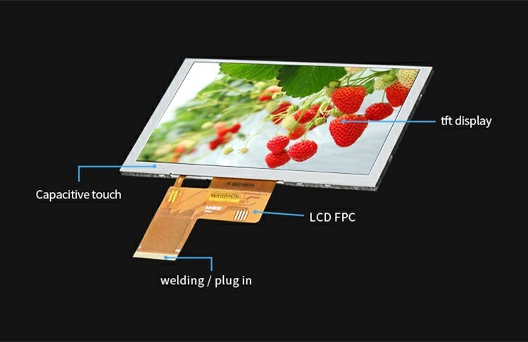 Polcd 5.0 اینچ پانل LCD TFT 800 * 480 وضوح 500nits رابط RGB 5 