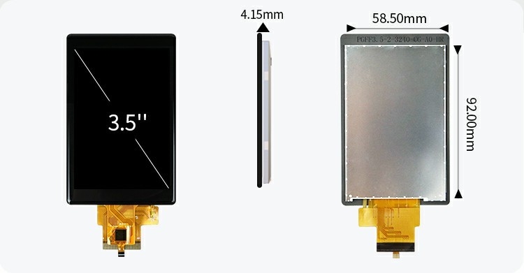 Polcd صفحه نمایش LCD سفارشی 3.5 اینچ 320x480 40pin IPS زاویه 500nit ST7796U Capacitive Touch Screen