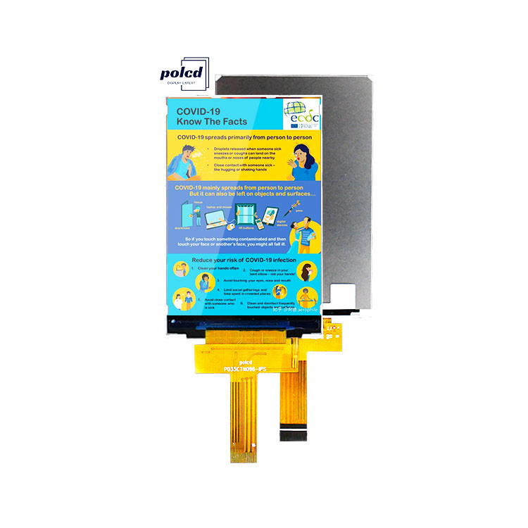 Polcd 3.5 اینچ IPS TFT LCD 320*480 Ili9488 Drive Ic 600: 1 ماژول های نمایش LCD نسبت کنتراست