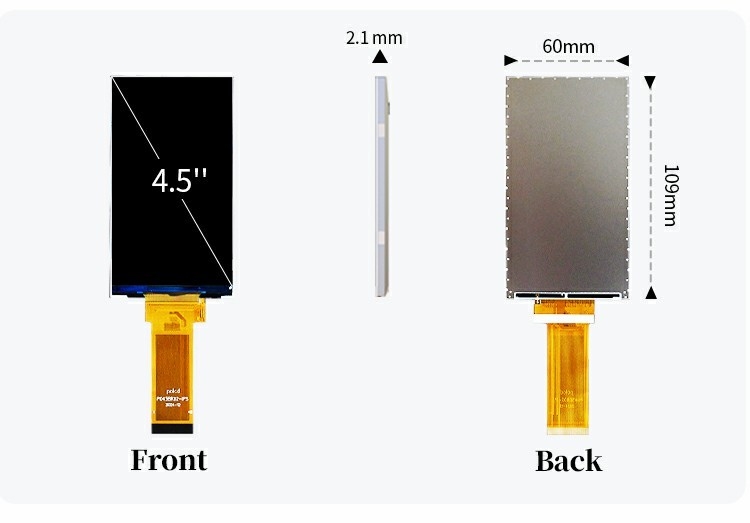 Polcd Rgb Interface پانل های صفحه نمایش رنگی 4.5 اینچی 480 * 854 رزولوشن 40pin GC9503V Ic TFT LCD Module