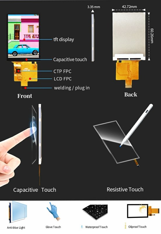 Polcd Custom 2.4 Inch Lcd Capacitive Touch Screen Display Panel 240*320 SPI Interface Tft Screen Module