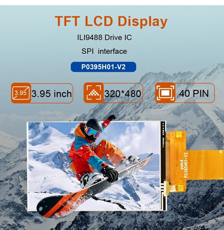 Polcd سفارشی 3.95 اینچ 320x480 Ips Tft رابط LCD RGB ماژول صفحه نمایش کریستال مایع با لمسی