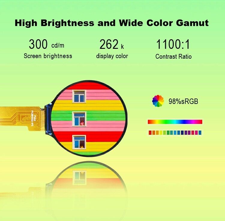 Polcd 1.28 اینچ 1.28' دور رنگ دایره ای صفحه نمایش TFT 240x240 LCD GC9A01 راننده ماژول LCD IPS