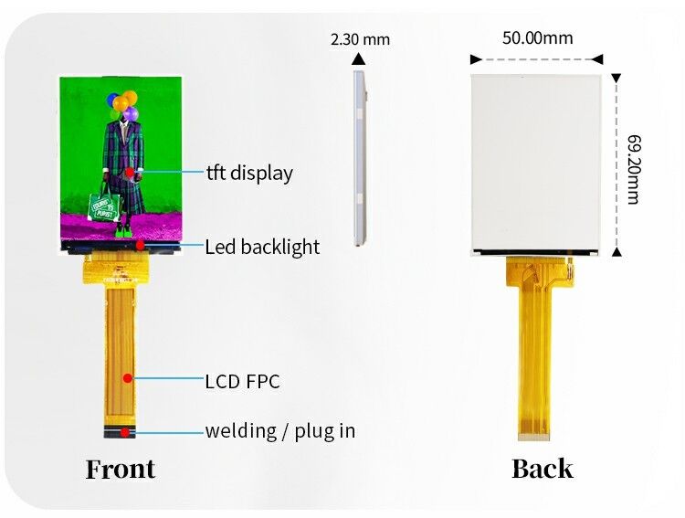Polcd 2.8 اینچ صفحه نمایش TFT 240x320 صفحه نمایش IPS کنتراست بالا 1200: 1 ماژول LCD پانل TFT