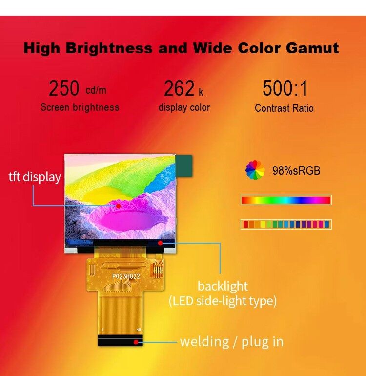 صفحه نمایش 2.31 اینچی 2.31 اینچی 320x240 Tft RGB صفحه نمایش TFT با روشنایی بالا 18 بیتی