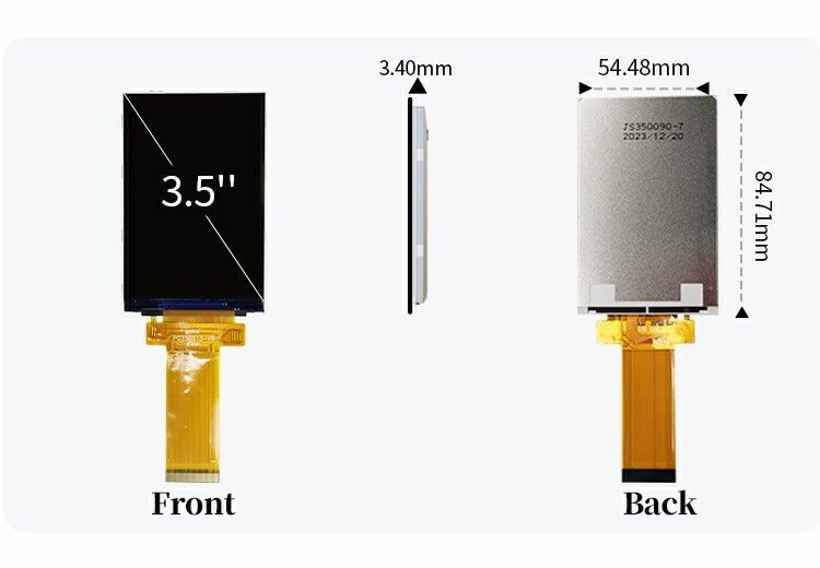 Polcd 3.5 اینچ QVGA LCD Display با وضوح 320x480 MCU SPI Interface Touch Panel 3.5 