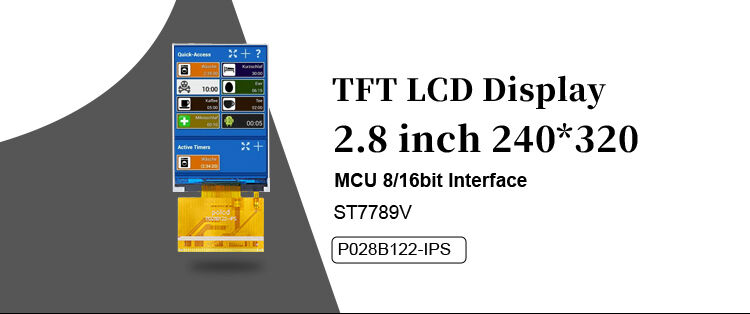 صفحه نمایش 2.8 اینچی TFT Polcd با رزولوشن 240x320 پیکسل، پنل IPS، 37 پین، ماژول LCD TFT ST7789V