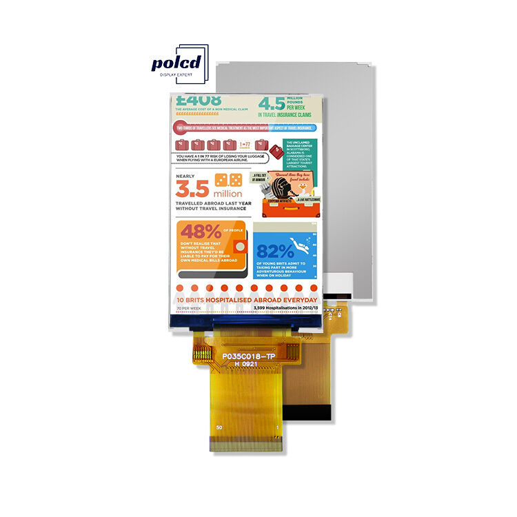نمایشگر Polcd ILI9488 Tft LCD 12 0'CLOCK 3.5 Tft ال سی دی Raspberry Pi 48.96mm