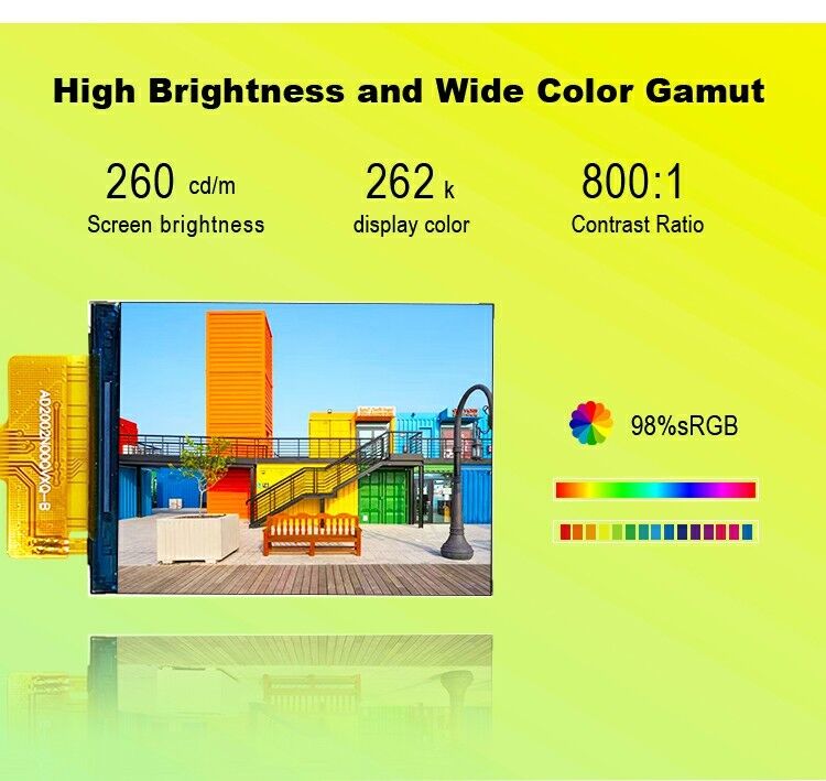 ماژول LCD 2 اینچی کارخانه Polcd با رزولوشن 240x320 و روشنایی 260cd/m2، درایور IC ST7789V، نمایشگر TFT