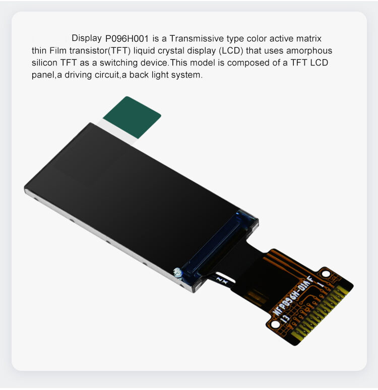 Polcd 0.96 اینچ LCD عرضه کننده 80 * 160 SPI رابط با زاویه مشاهده IPS ماژول نمایشگاه FPC TFT سفارشی