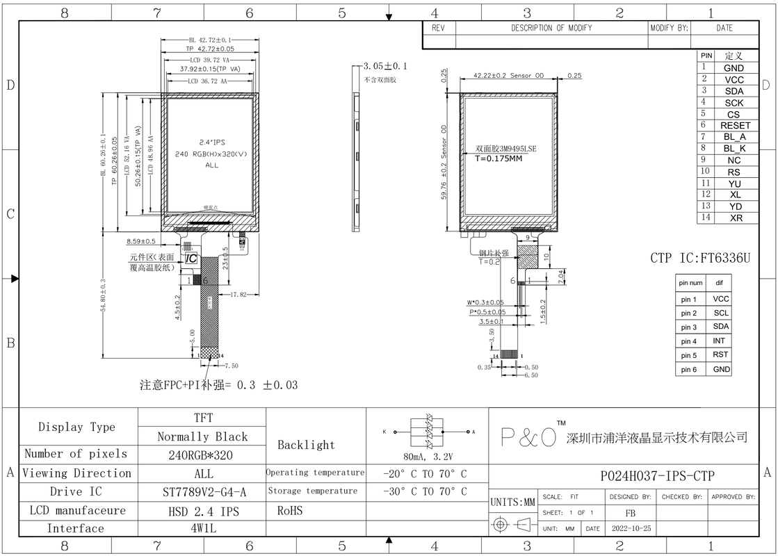 صفحه نمایش لمسی خازنی 2.4 اینچی پنل لمسی 2.4 اینچی با فناوری IPS 240x320 صفحه نمایش کوچک TFT LCD