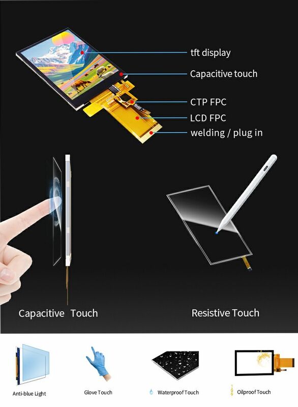 Polcd سفارشی صنعتی 2.8 اینچ صفحه نمایش RGB ضد آب ماژول های LCD TFT ظرفیت با صفحه لمسی