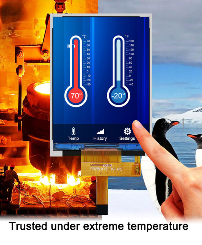 Polcd 2.8''TFT LCD سفارشی رنگ صفحه نمایش صفحه نمایش 240 * 320 وضوح 260 نایت IPS صفحه نمایش LCD