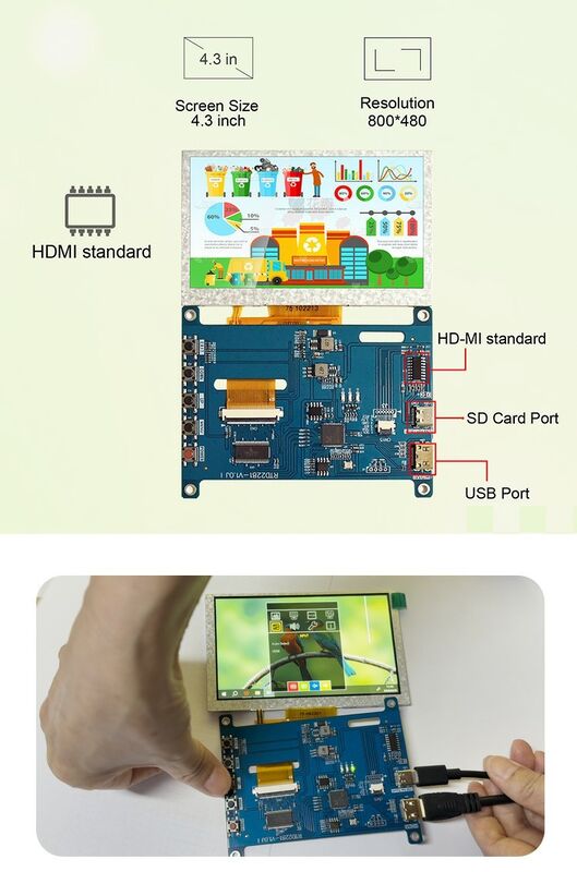 Polcd 4.3 5 اینچ چند عملکرد HD-MI کنترل هیئت مدیره Universal Touch LCD Driver Board برای نمایشگر IPS Raspberry Pi