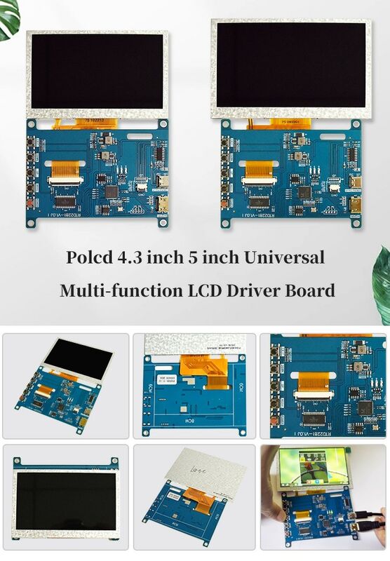 Polcd RTD2281 چند وظیفۀ Raspberry Pi صفحه نمایش صفحه نمایش یونیورسال ال سی دی 4.3 اینچ 5 اینچ H-DMI USB کنترل